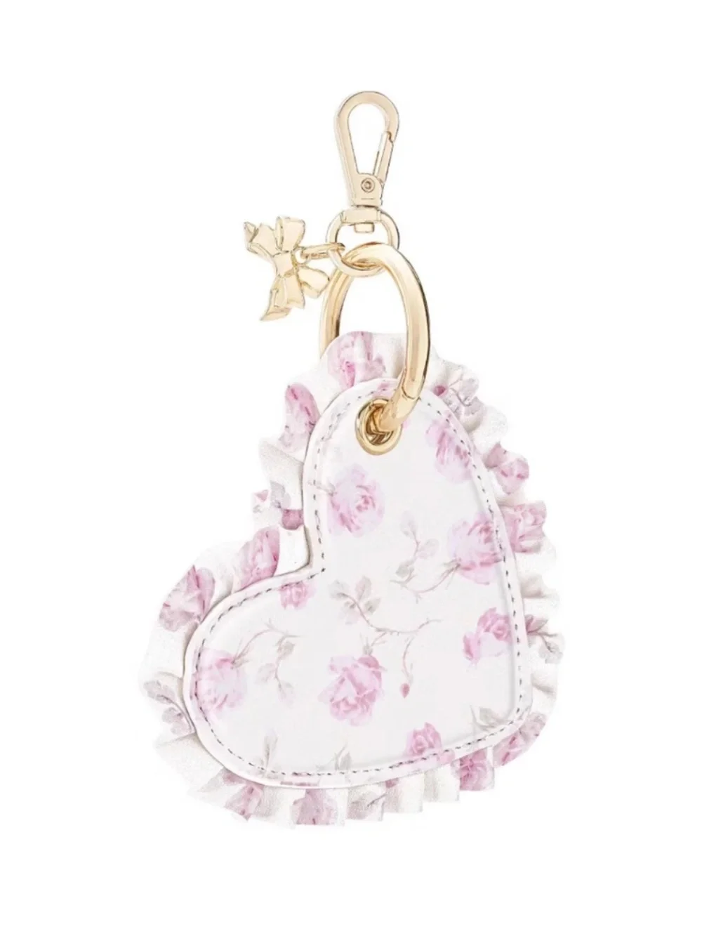 LoveShackFancy – Case-Mate Ribbon Rosa Flora Ruffled Heart AirTag Charm